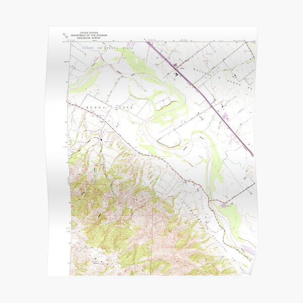 "Chualar, CA from 1947 Vintage Map High Quality" Poster by