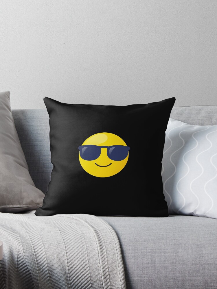 Cute emoji of smiling face with sunglasses Pillow