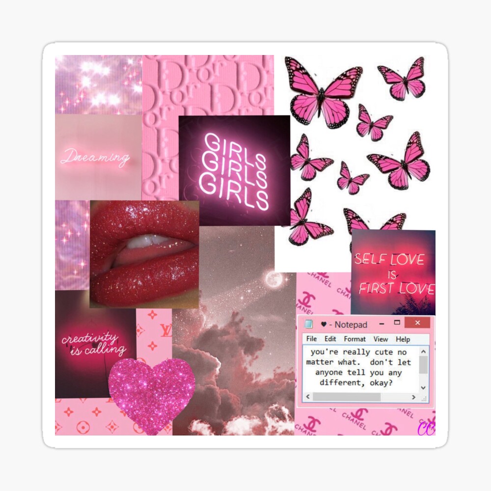15+ Aesthetic Pic Collage Logo Pink PNG