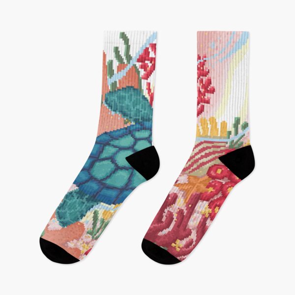 Item preview, Pixelated Green Turtle Swimming Slowly Passes Coral Reef designed and sold by HopeDetour.