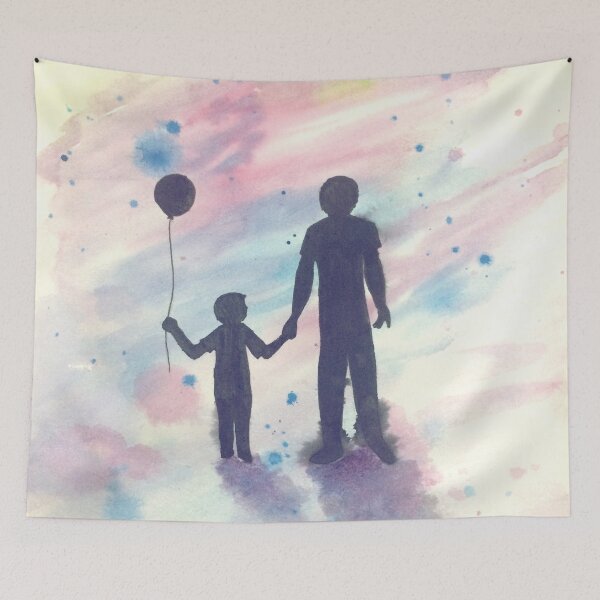 Item preview, Dad and Son under the Sunrise (Watercolor) designed and sold by CreativityRoams.