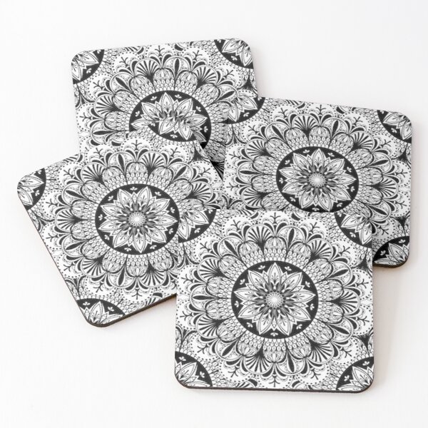Artikelvorschau, Schwarzweiss-Mandala-Muster-Wandteppich-Wandbehang entworfen und verkauft von Draculaura2009.