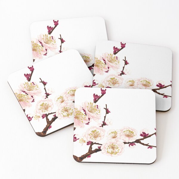 Item preview, Chinese art print - branch with pink plum blossoms designed and sold by Kallandra.