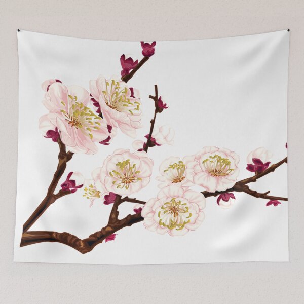 Item preview, Chinese art print - branch with pink plum blossoms designed and sold by Kallandra.