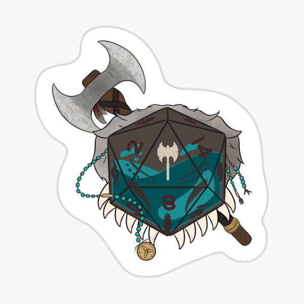 Battle Axe D20 Decal 20 Sided Die Barbarian Gifts Barbarian Dice Barbarian Weaponry D20 Sticker Barbarian Sticker Barbarian Axe