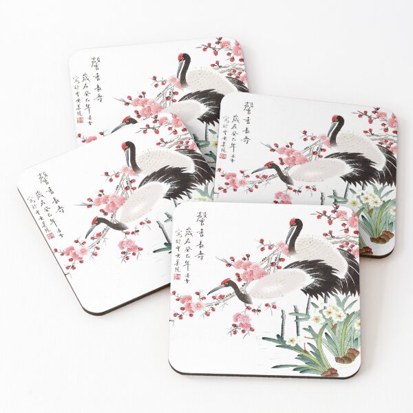 Item preview, Chinese ink painting - two red-crowned cranes flower branches & cranes designed and sold by Kallandra.