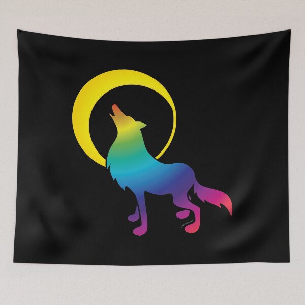 Item preview, llamando a los otros lobos en el desierto. Lleno de colores del arco iris para un brillo designed and sold by KrazyCute.