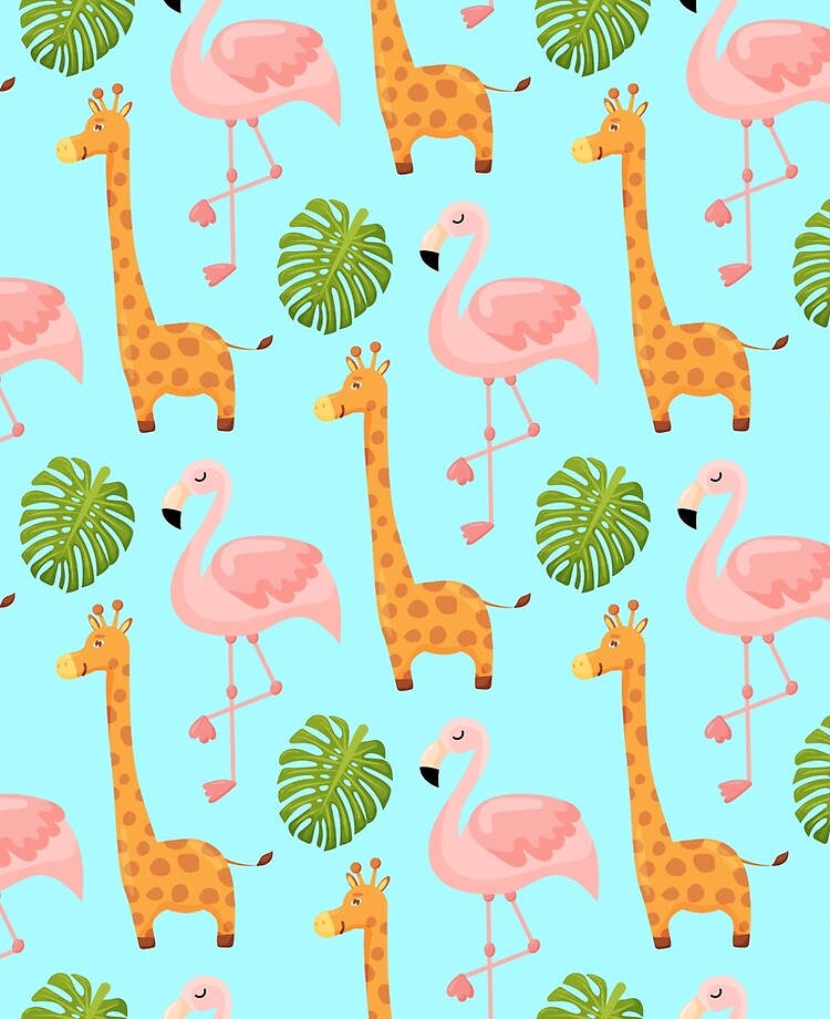 Flamingo and Giraffe Cute Pattern, Animal Summer Wallpaper ...