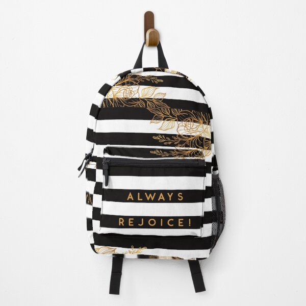 Always Rejoice - Black, White and Gold Backpack