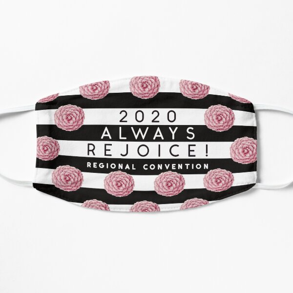 Always Rejoice - Black Stripes and Pink Flowers Flat Mask