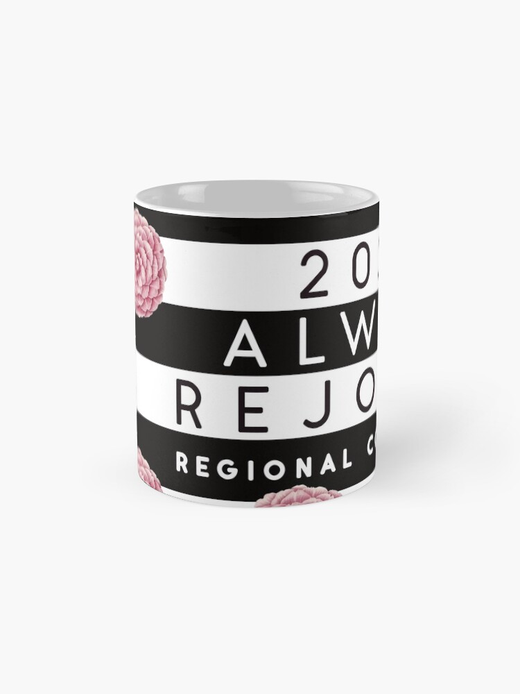 Alternate view of Always Rejoice - Black Stripes and Pink Flowers Mug