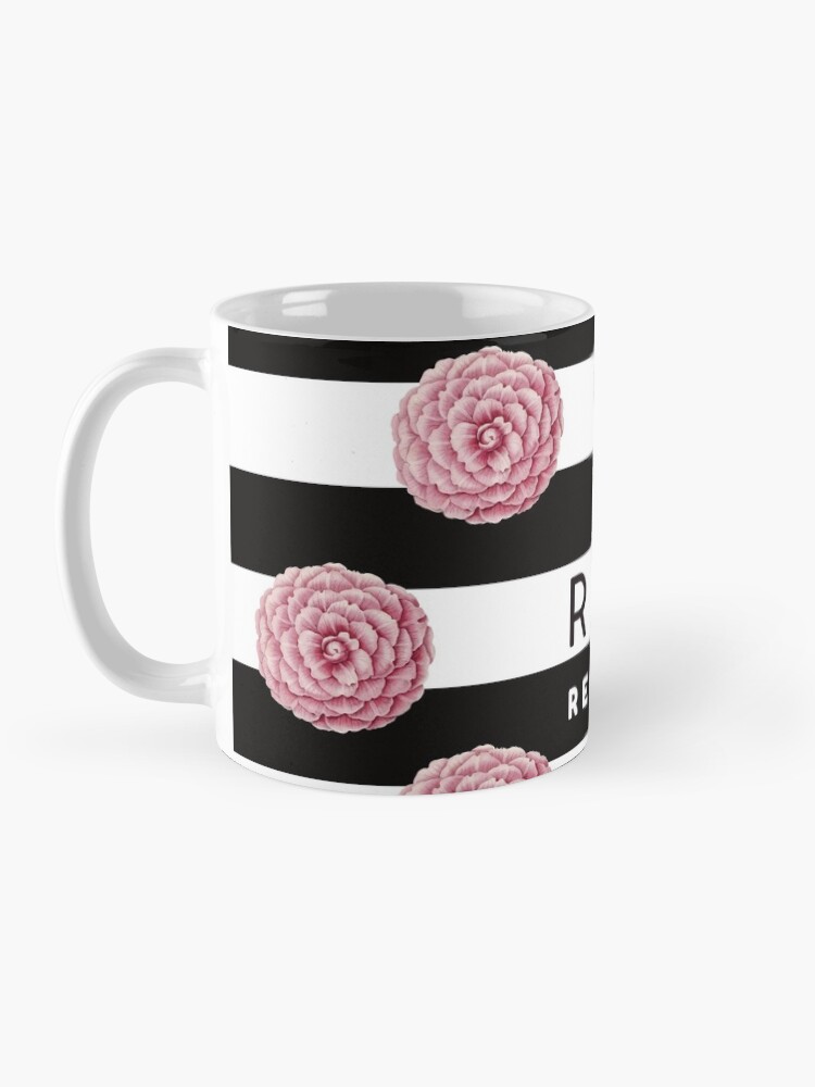 Alternate view of Always Rejoice - Black Stripes and Pink Flowers Mug