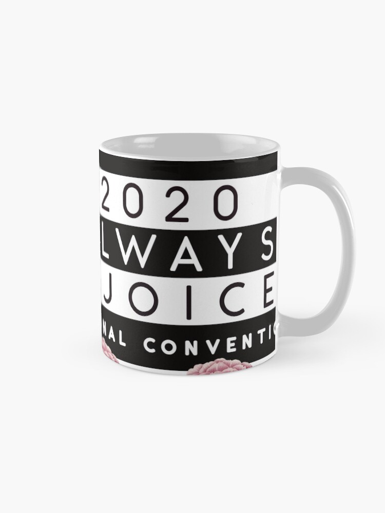 Alternate view of Always Rejoice - Black Stripes and Pink Flowers Mug
