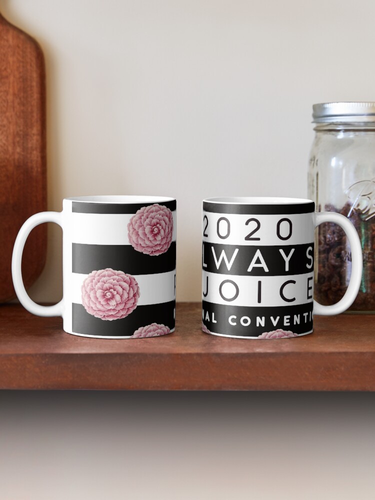 Alternate view of Always Rejoice - Black Stripes and Pink Flowers Mug