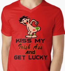 ★ټKiss My Irish Ass and Get Lucky Hilarious Clothing & Stickersټ★ Men's V-Neck T-Shirt