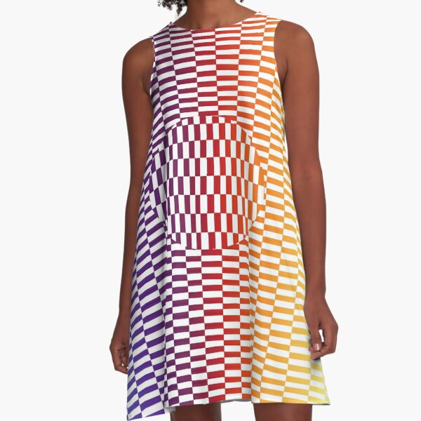 Motley Colored Abstract Pattern, ILLusion, Motif, Visual Art, Wallpaper, Pattern A-Line Dress