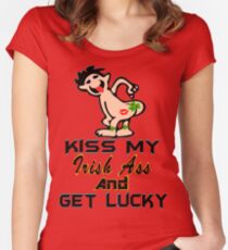 ★ټKiss My Irish Ass and Get Lucky Hilarious Clothing & Stickersټ★ Women's Fitted Scoop T-Shirt
