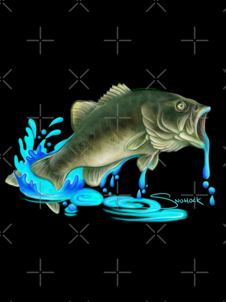 Jumping Bass Fish with Dripping Water by snohock