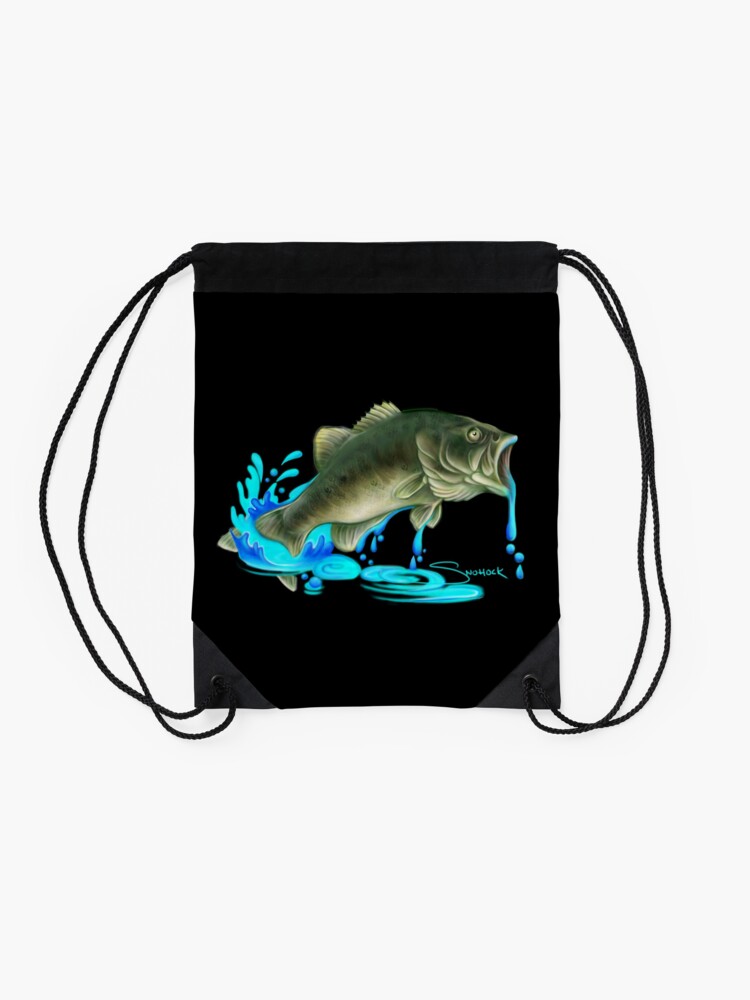 Alternate view of Jumping Bass Fish with Dripping Water Drawstring Bag