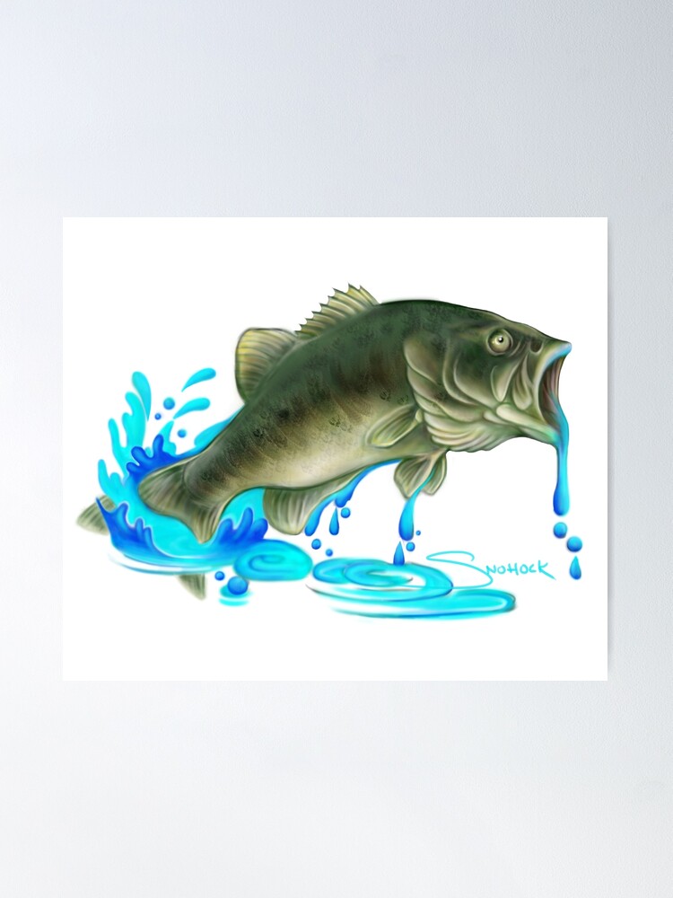 Alternate view of Jumping Bass Fish with Dripping Water Poster