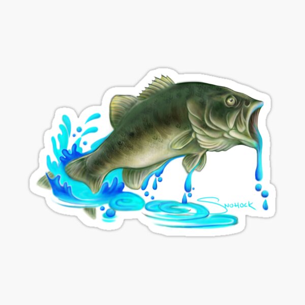 Jumping Bass Fish with Dripping Water Sticker