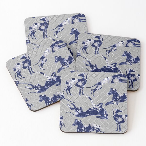 Item preview, Dark Blue Marble Greyhounds on Metallic Silver designed and sold by GreytGraphicals.