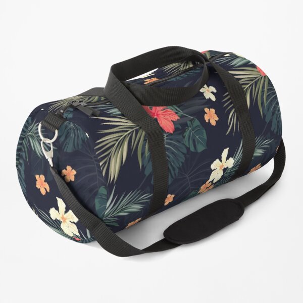 Dark tropical flowers Duffle Bag