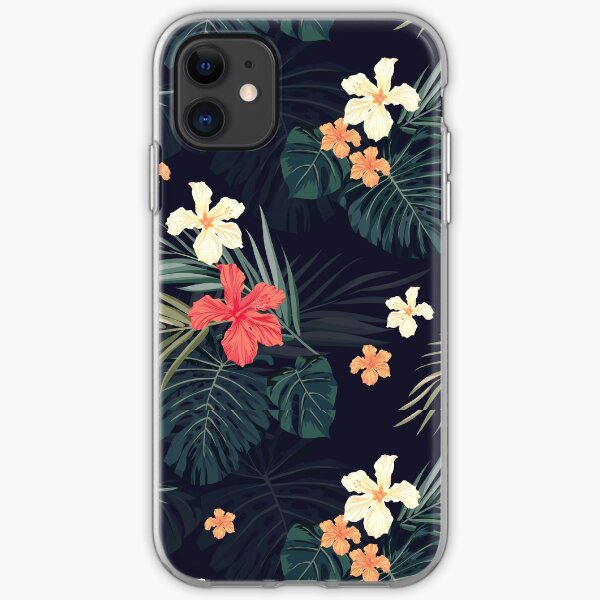 Dark tropical flowers iPhone Soft Case