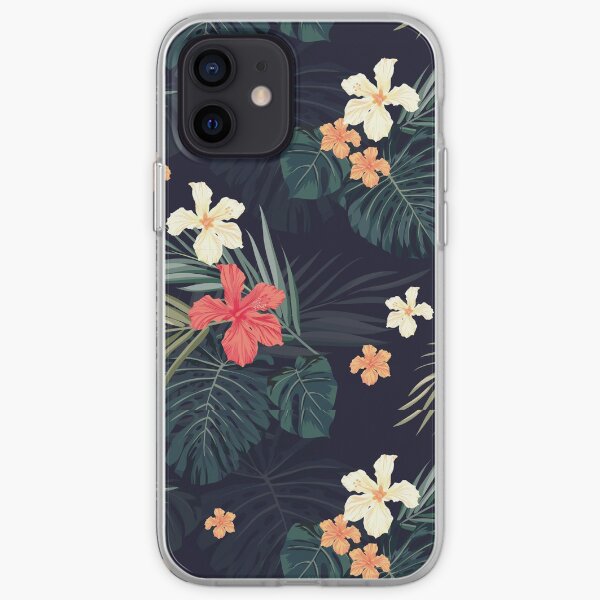 Dark tropical flowers iPhone Soft Case