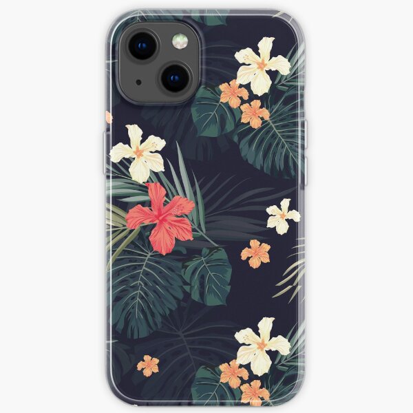 Dark tropical flowers iPhone Soft Case