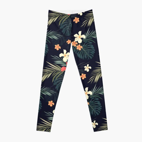 Dark tropical flowers Leggings
