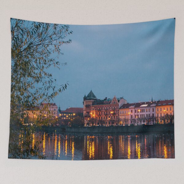 Item preview, Night cityscape at Vltava River  designed and sold by Carmen Jost.