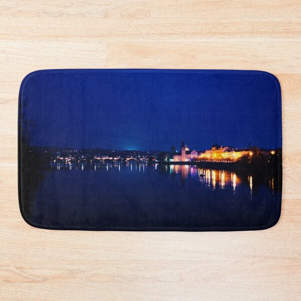 Item preview, Dark blue nightscape at Vltava River  designed and sold by Carmen Jost.