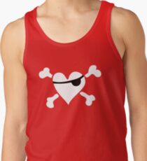 Camisetas de tirantes para hombre Pirate Heart - black & white (dark background)