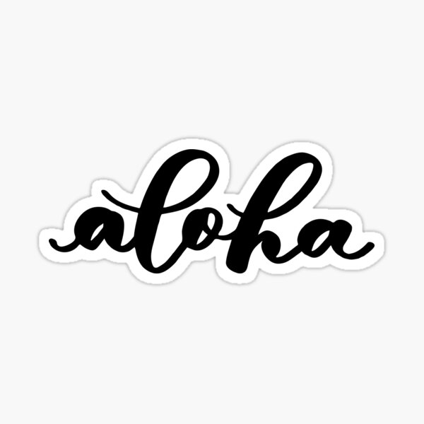 Aloha from Hawaii in Black Modern Brush Lettering Sticker