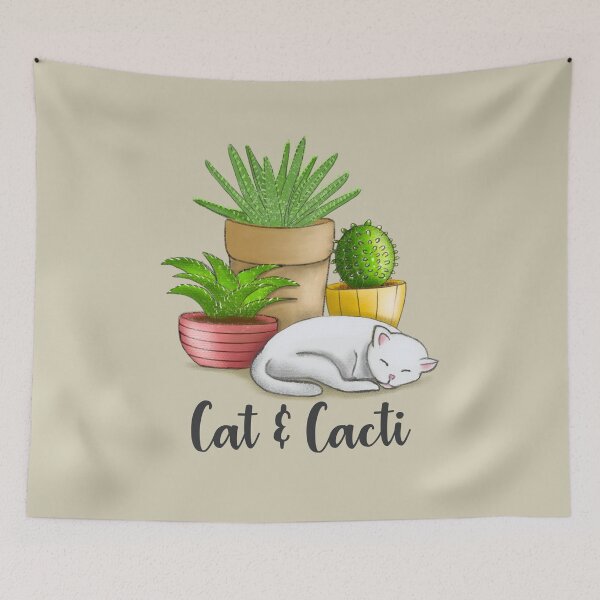 Item preview, Cat and Cacti designed and sold by DesignTreasure.