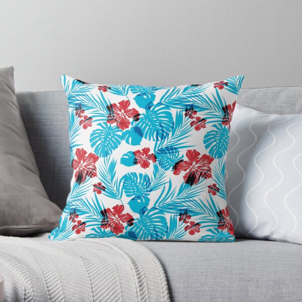 CMYK Hibiscus Throw Pillow