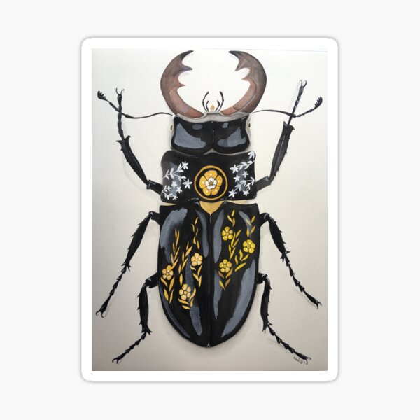 Black Stag Beetle Sticker