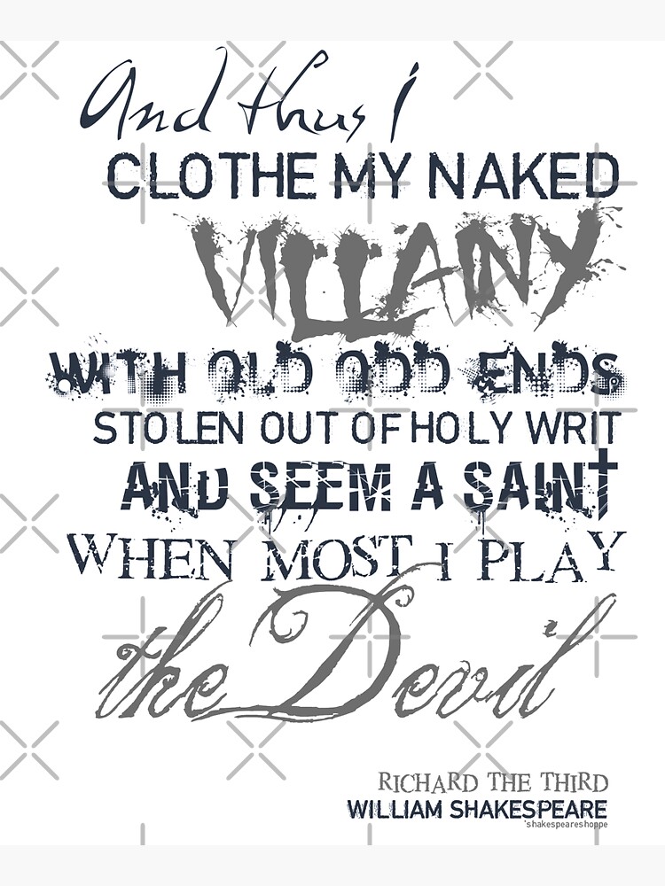 Thumbnail 5 of 5, Tote Bag, Shakespeare's Richard III Villainy Quote designed and sold by Styled Vintage.