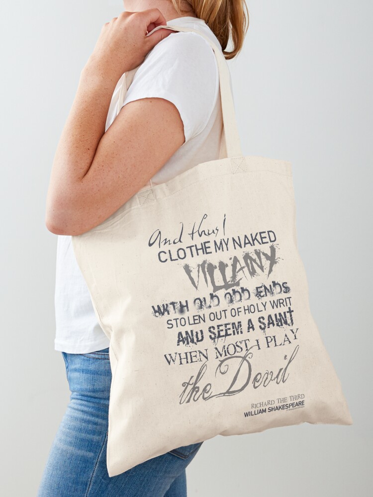 Thumbnail 1 of 5, Tote Bag, Shakespeare's Richard III Villainy Quote designed and sold by Styled Vintage.