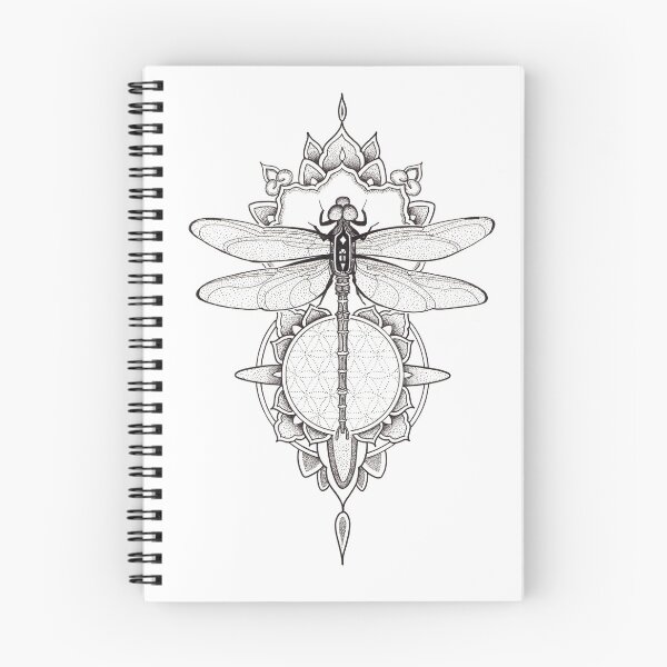 Item preview, Dragonfly mandala in pen and ink dotwork designed and sold by René Voortwist Pen and Ink art.