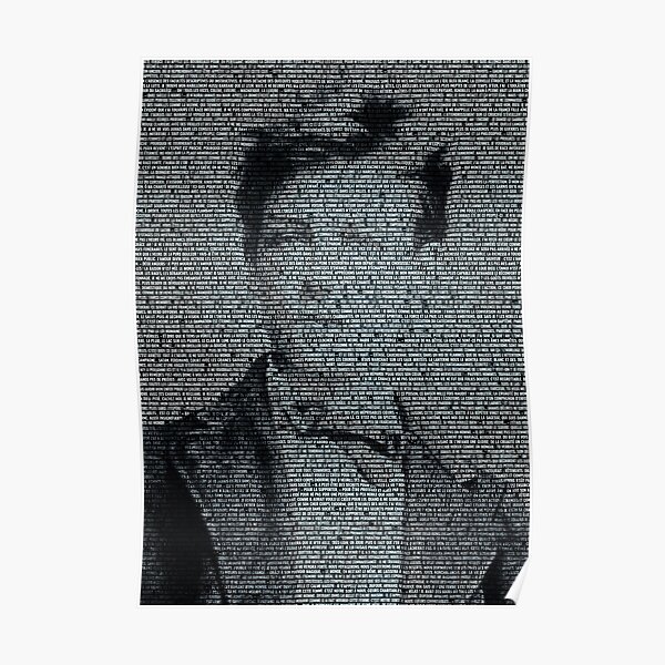 Arthur Rimbaud, le plus grand poète français dessiné par le texte de la Saison en enfer (version noire) Poster
