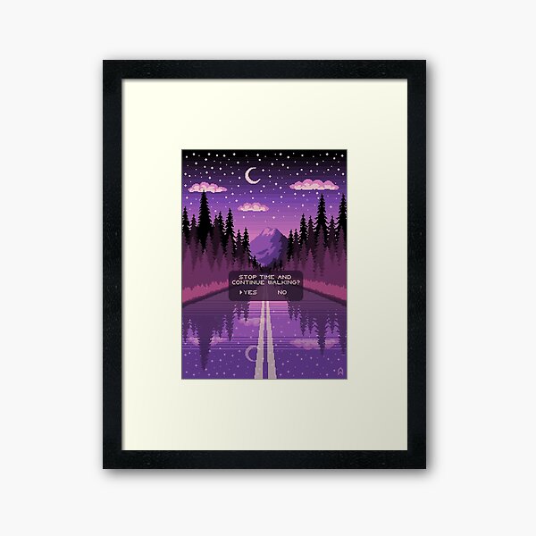 Aesthetic Purple Retro Pixel Art Framed Art Print