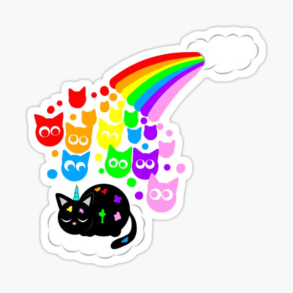 Kitty rainbow rain Sticker