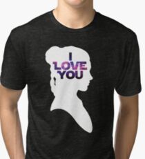 Star Wars Leia 'I Love You' White Silhouette Couple Tee Tri-blend T-Shirt