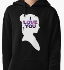 Star Wars Leia 'I Love You' White Silhouette Couple Tee Pullover Hoodie