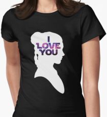 Star Wars Leia 'I Love You' White Silhouette Couple Tee Women's Fitted T-Shirt