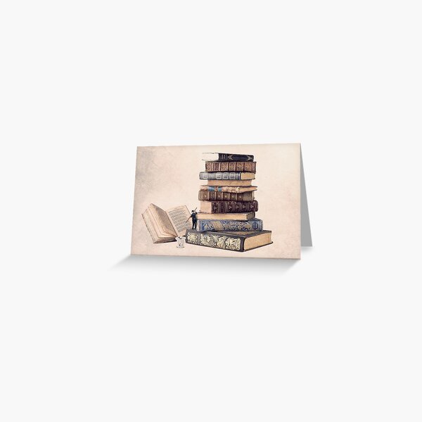photo of book, illustration of old books Greeting Card