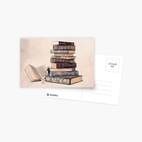 photo of book, illustration of old books Postcard