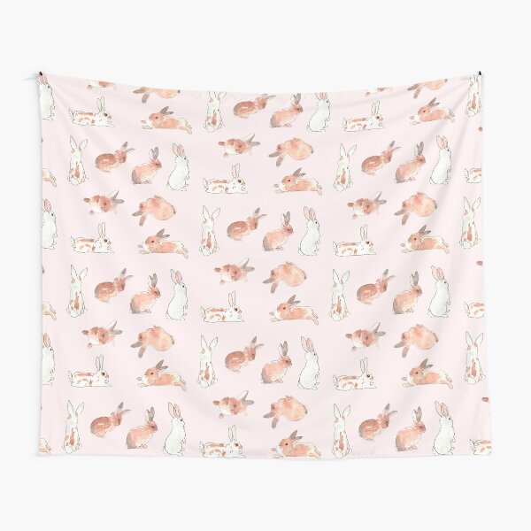 Bunny Rabbit Watercolor Stickers Tapestry